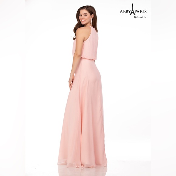 🌟Host Pick🌟Women’s Blush Pink Abby Paris Chiffon Dress - Picture 2 of 12